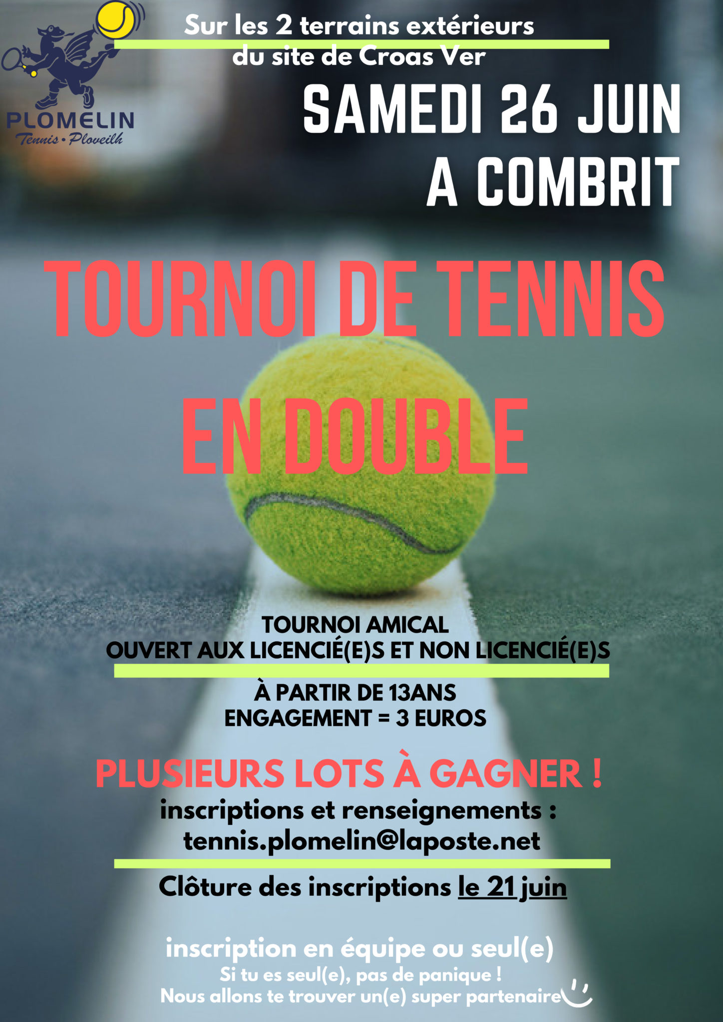 Tournoi amical de tennis en double Mairie de Combrit SainteMarine